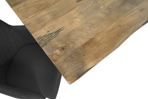 Baumkantentisch Mangoholz Esstisch Vintage-Optik 220 x 100 cm Spider-Gestell schwarz TIGER