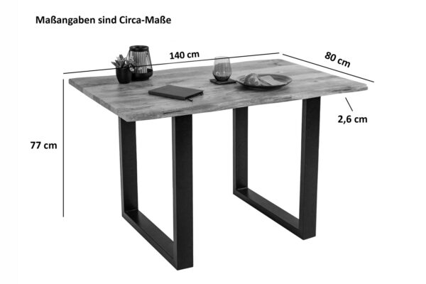 SAM NEU Esszimmer Baumkante Tische Dora U Gestell Vintage schwarz 140 BKT Dora vintage 140 03 scaled