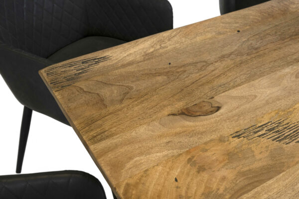 Baumkantentisch Mangoholz Esstisch Vintage-Optik 180 x 90 cm U-Gestell schwarz TIGER
