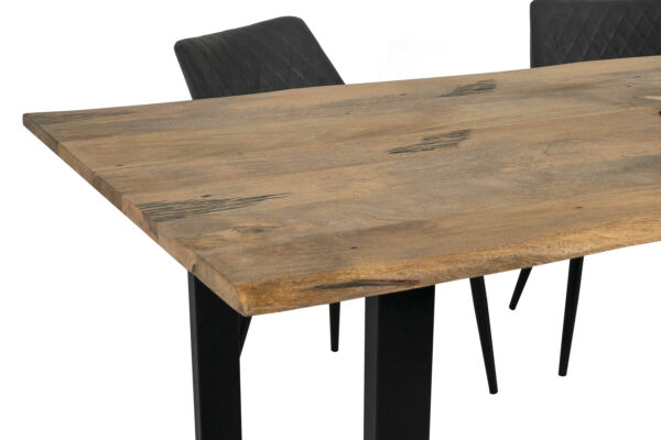 Baumkantentisch Mangoholz Esstisch Vintage-Optik U-Gestell schwarz 200 x 100 cm TIGER