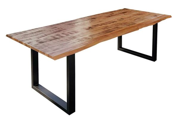 Baumkantentisch Esstisch Mangoholz massiv U-Gestell schwarz 280 x 100 cm DORA