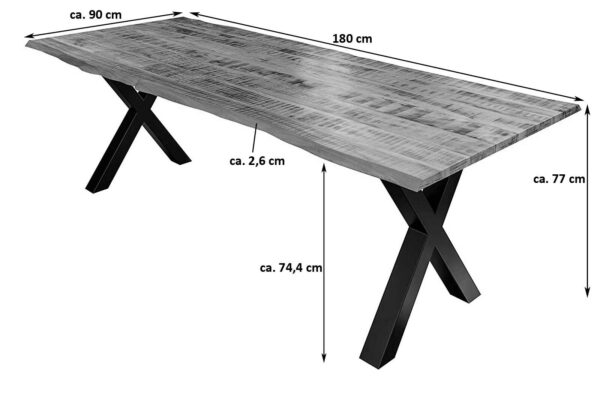 SAM NEU Esszimmer Baumkante Tische Dora X Gestell schwarz 180 Dora X schwarz 180 03