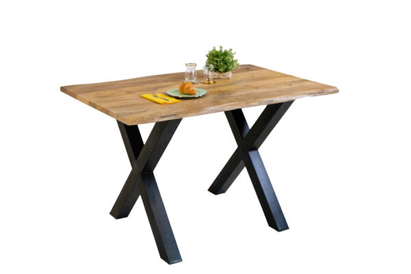 SAM NEU Esszimmer Baumkante Tische Dora X Gestell schwarz Vintage 120 BKT Dora vintage 120 02 scaled