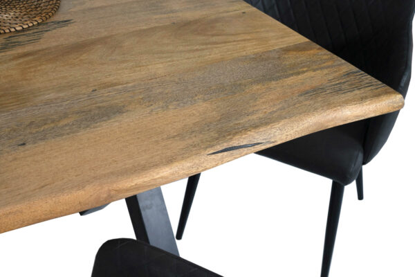 Baumkantentisch Mangoholz Esstisch Vintage-Optik 200 x 100 cm X-Gestell schwarz TIGER