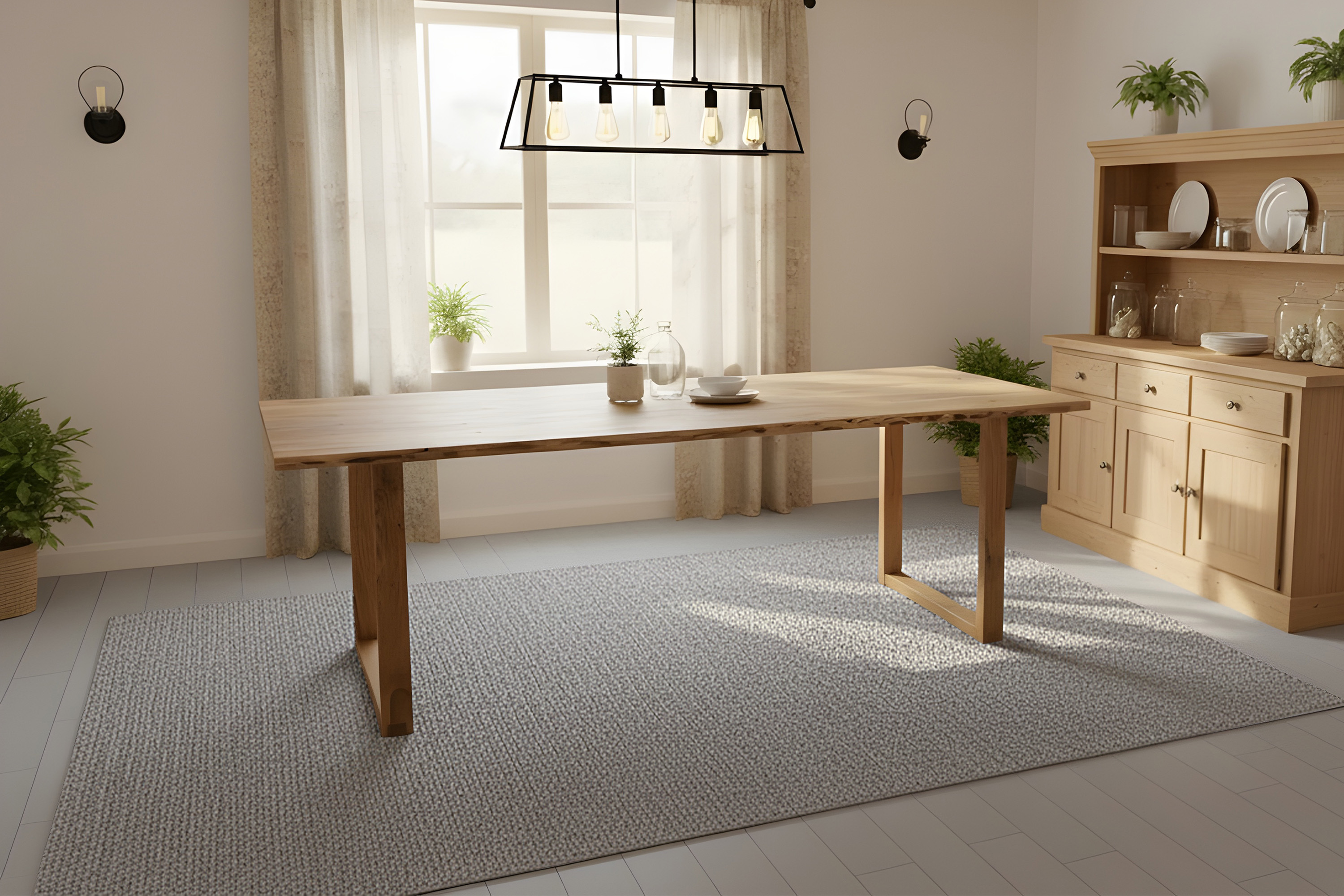 Esstisch Baumkante massiv 240 x 100 cm Akazie natur U-Gestell Holz natur GRAZ