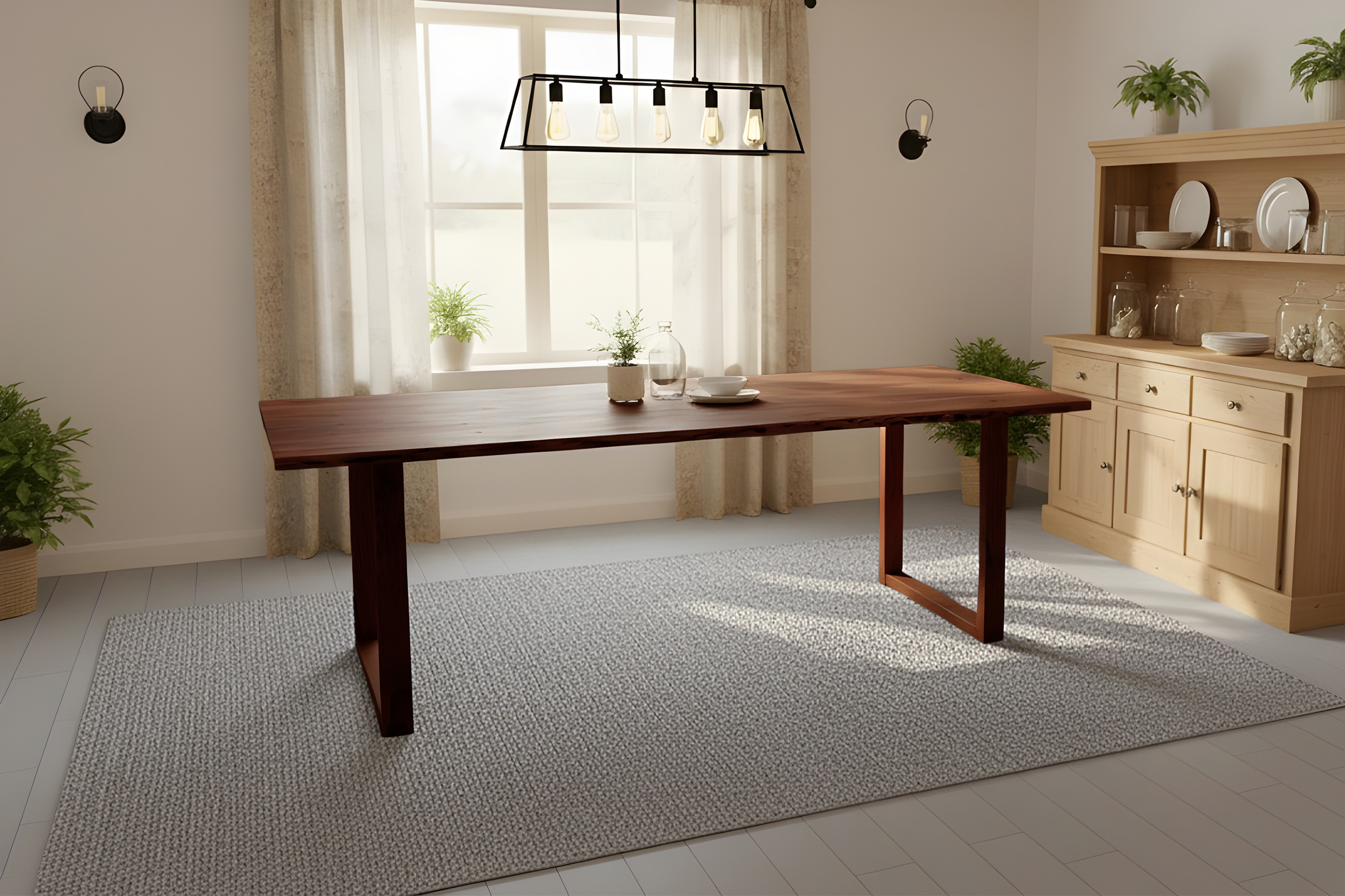 Esstisch Baumkante massiv 180 x 90 cm Akazie nussbaum U-Gestell Holz nussbaum GRAZ