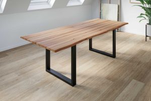 Esstisch Baumkante massiv wildbuche 200 x 100 mattschwarz Gregor
