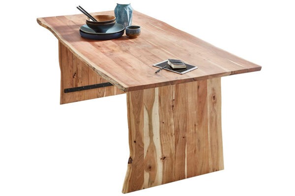 Baumkantentisch Esstisch Akazie Natur 120 x 80 cm Holzgestell Henry