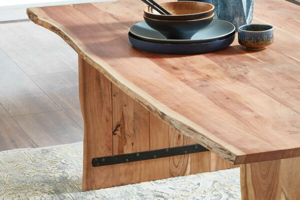 Baumkantentisch Esstisch Akazie Natur 120 x 80 cm Holzgestell Henry