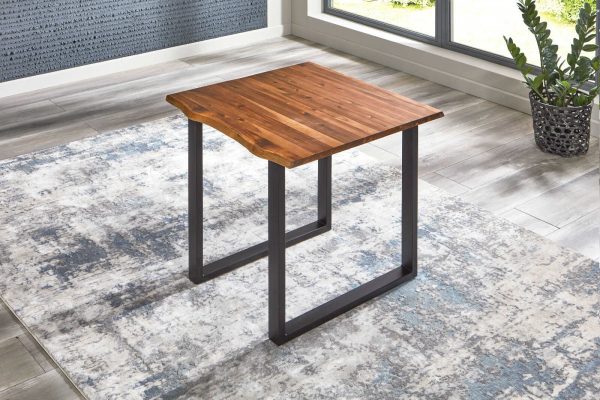 Baumkanten Esstisch Akazie/cognac 90 x 90 cm schwarz ESRA