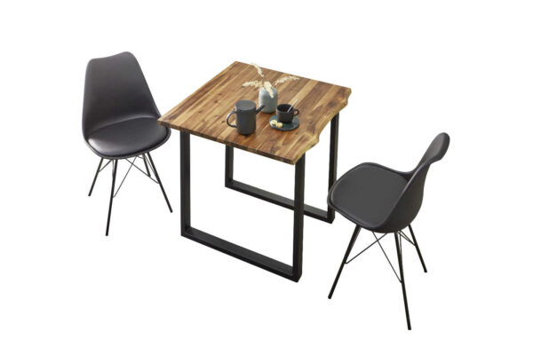 Baumkanten Esstisch Akazie/cognac 90 x 90 cm schwarz ESRA