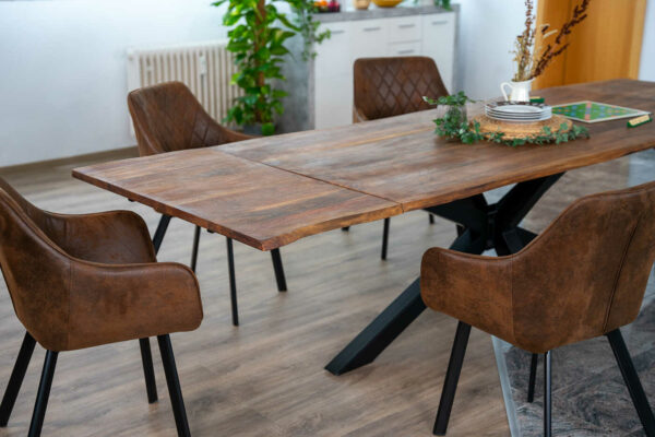 SAM NEU Esszimmer Baumkante Tische Jannik nougat 140 Jannik nougatfarben schwarz 05