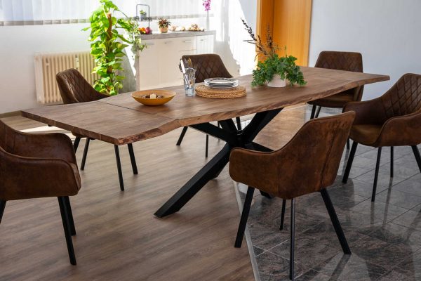 SAM NEU Esszimmer Baumkante Tische Janosh nougat 140 Janosh nougatfarben schwarz 01