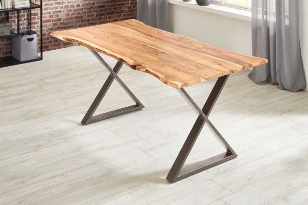 SAM NEU Esszimmer Baumkante Tische Kasimir natur edelstahlfarben 300 Kasimir naturfarben edelstahlfarben 01