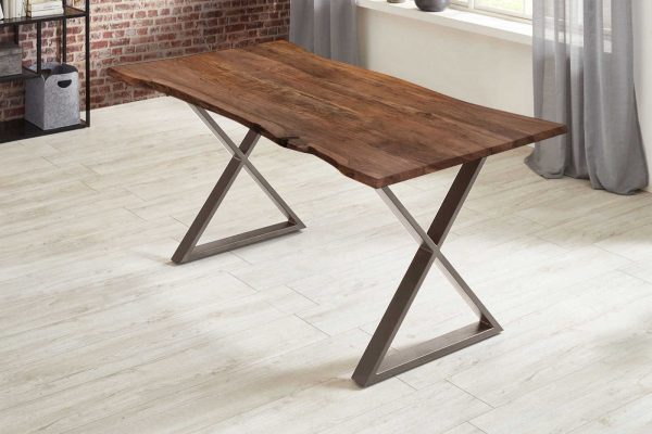 SAM NEU Esszimmer Baumkante Tische Kasimir nussbaum edelstahlfarben 140 Kasimir nussbaumfarben edelstahl 01