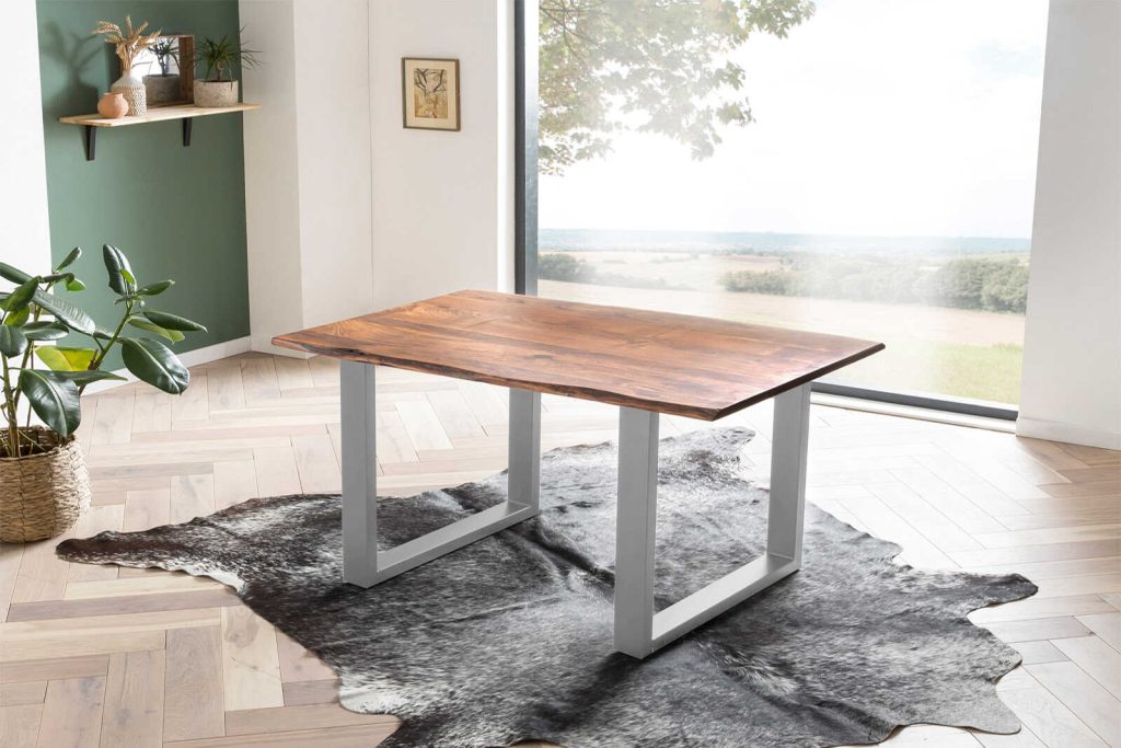 SAM_NEU-Esszimmer-Baumkante-Tische-Laurina-nougat-silber-120-Laurina_nougatfarben_silber_ml_01