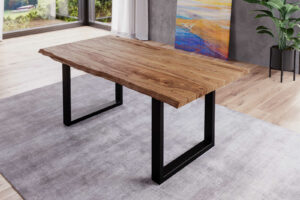 Baumkantentisch 160x85cm Naturbelassen Schwarz LONDON
