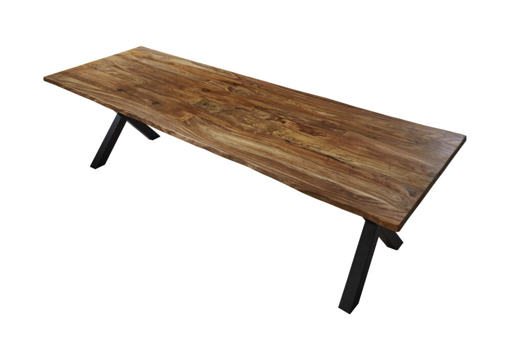 SAM_NEU-Esszimmer-Baumkante-Tische-Lotti-Schwarz-Teak-300-X_Gestell-Lotti_teak_x_gestell_02