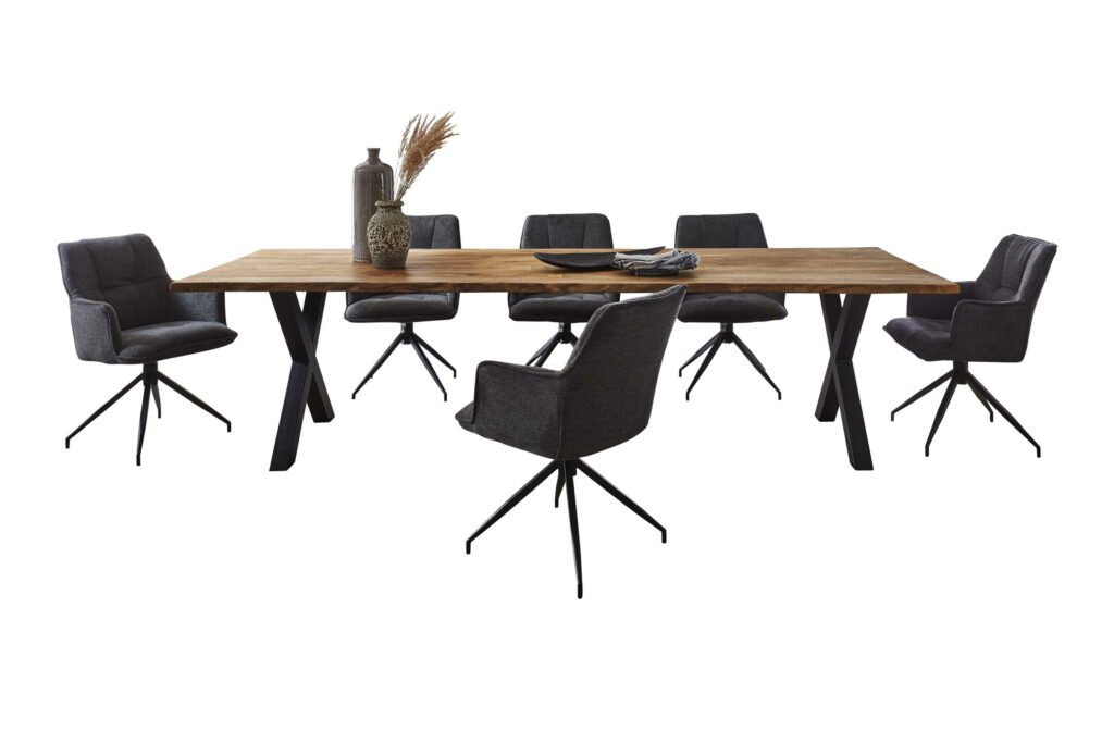 SAM_NEU-Esszimmer-Baumkante-Tische-Lotti-Schwarz-Teak-300-X_Gestell-Lotti_teak_x_gestell_06
