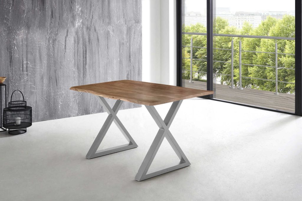SAM_NEU-Esszimmer-Baumkante-Tische-Lubin-X-Gestell-natur-silber-140-Lubin_natur_silber_140_01