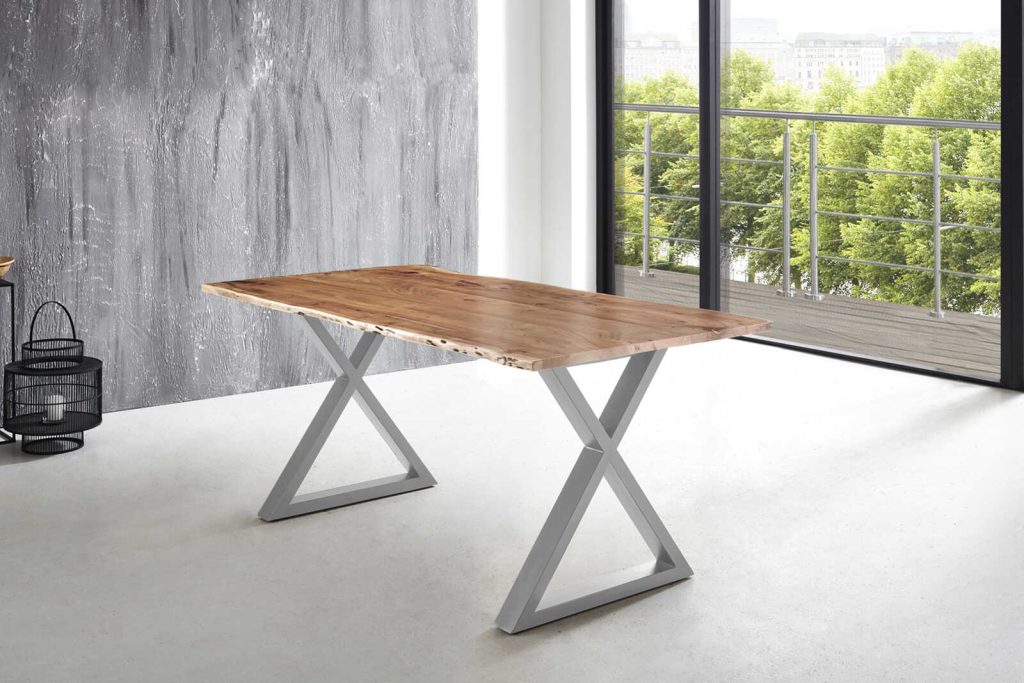 SAM_NEU-Esszimmer-Baumkante-Tische-Lubin-X-Gestell-natur-silber-160-Lubin_natur_silber_160_01