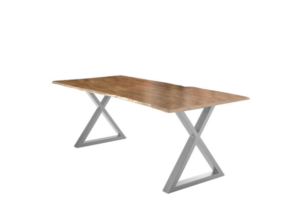 SAM NEU Esszimmer Baumkante Tische Lubin X Gestell natur silber 240 Lubin natur silber 240 02