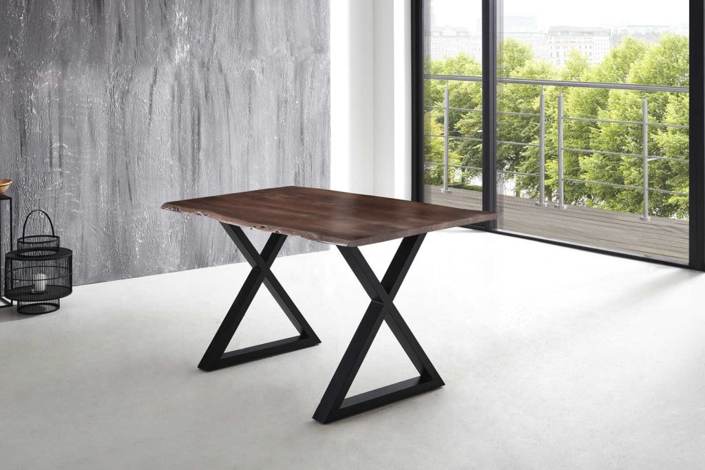 SAM_NEU-Esszimmer-Baumkante-Tische-Lubin-X-Gestell-nuss-schwarz-140-Lubin_nussbaum_schwarz_140_01