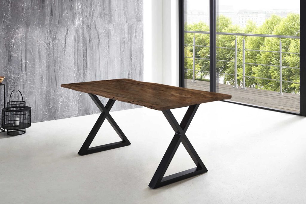 SAM_NEU-Esszimmer-Baumkante-Tische-Lubin-X-Gestell-nuss-schwarz-160-Lubin_nussbaum_schwarz_160_01