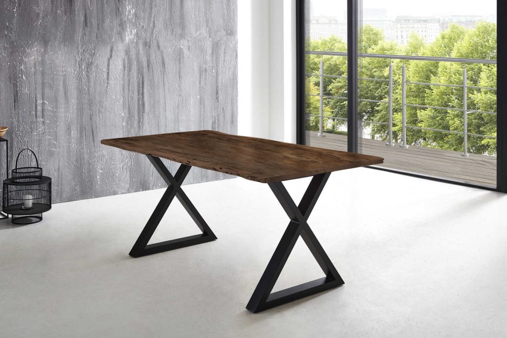SAM_NEU-Esszimmer-Baumkante-Tische-Lubin-X-Gestell-nuss-schwarz-200-Lubin_nussbaum_schwarz_200_01
