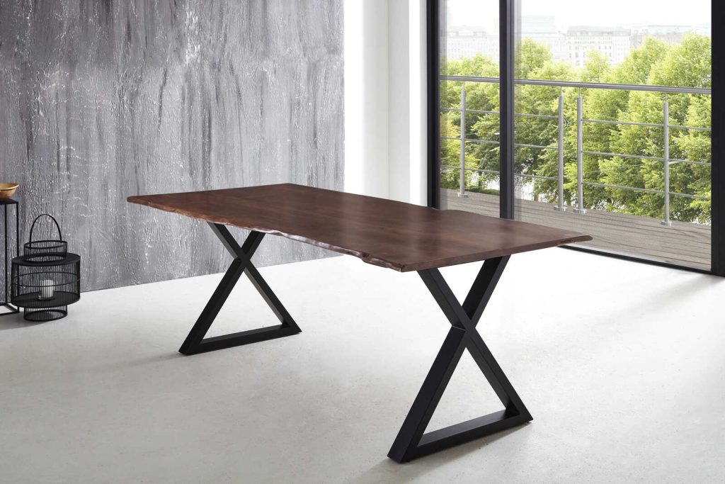 SAM_NEU-Esszimmer-Baumkante-Tische-Lubin-X-Gestell-nuss-schwarz-220-Lubin_nussbaum_schwarz_220_01