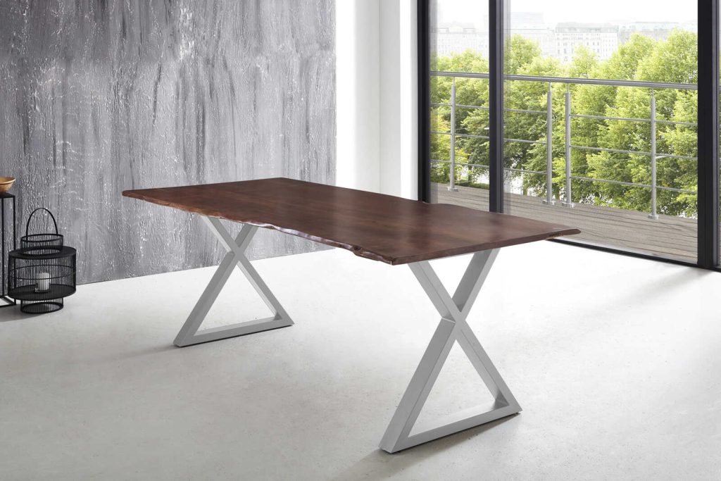 SAM_NEU-Esszimmer-Baumkante-Tische-Lubin-X-Gestell-nuss-silber-220-Lubin_nussbaum_silber_220_01