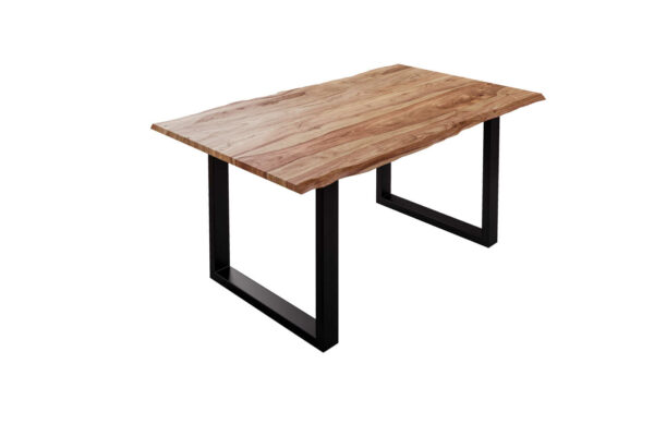 Baumkantentisch 160x85cm Naturbelassen Schwarz MAILAND