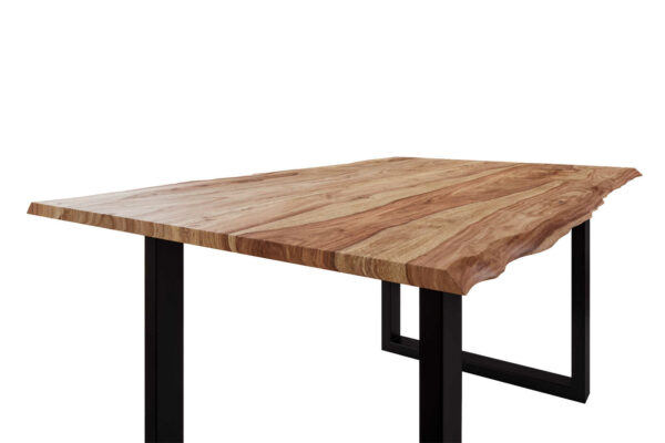 Baumkantentisch 160x85cm Naturbelassen Schwarz MAILAND