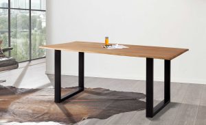 Baumkantentisch Esstisch Kautschuk eichenfarben 180 x 90 cm schwarz MAILO
