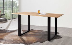 Baumkantentisch Esstisch Kautschuk naturbelassen 160 x 85 cm schwarz MAILO