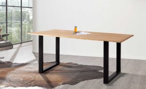 Baumkantentisch Esstisch Kautschuk naturbelassen 220 x 100 cm schwarz MAILO