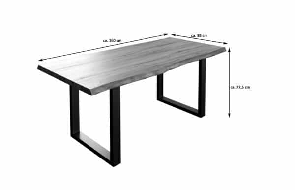 SAM NEU Esszimmer Baumkante Tische Milo Premium 160 Natur schwarz Tisch natur schwarz 160 02 scaled