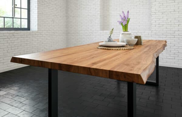 SAM NEU Esszimmer Baumkante Tische Milo Premium 160 Natur schwarz Tisch natur schwarz 160 03 scaled
