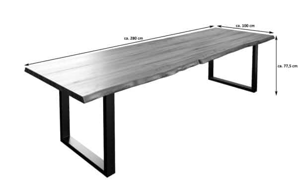 SAM NEU Esszimmer Baumkante Tische Milo Premium 280 Natur schwarz Tisch natur schwarz 280 02 scaled