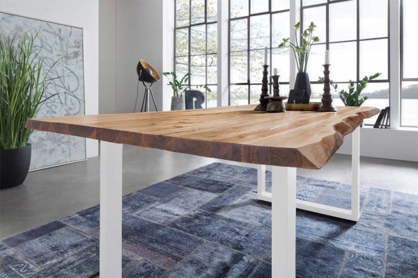 SAM NEU Esszimmer Baumkante Tische Noah weiss eiche 180 BKT Noah eiche weiss 01