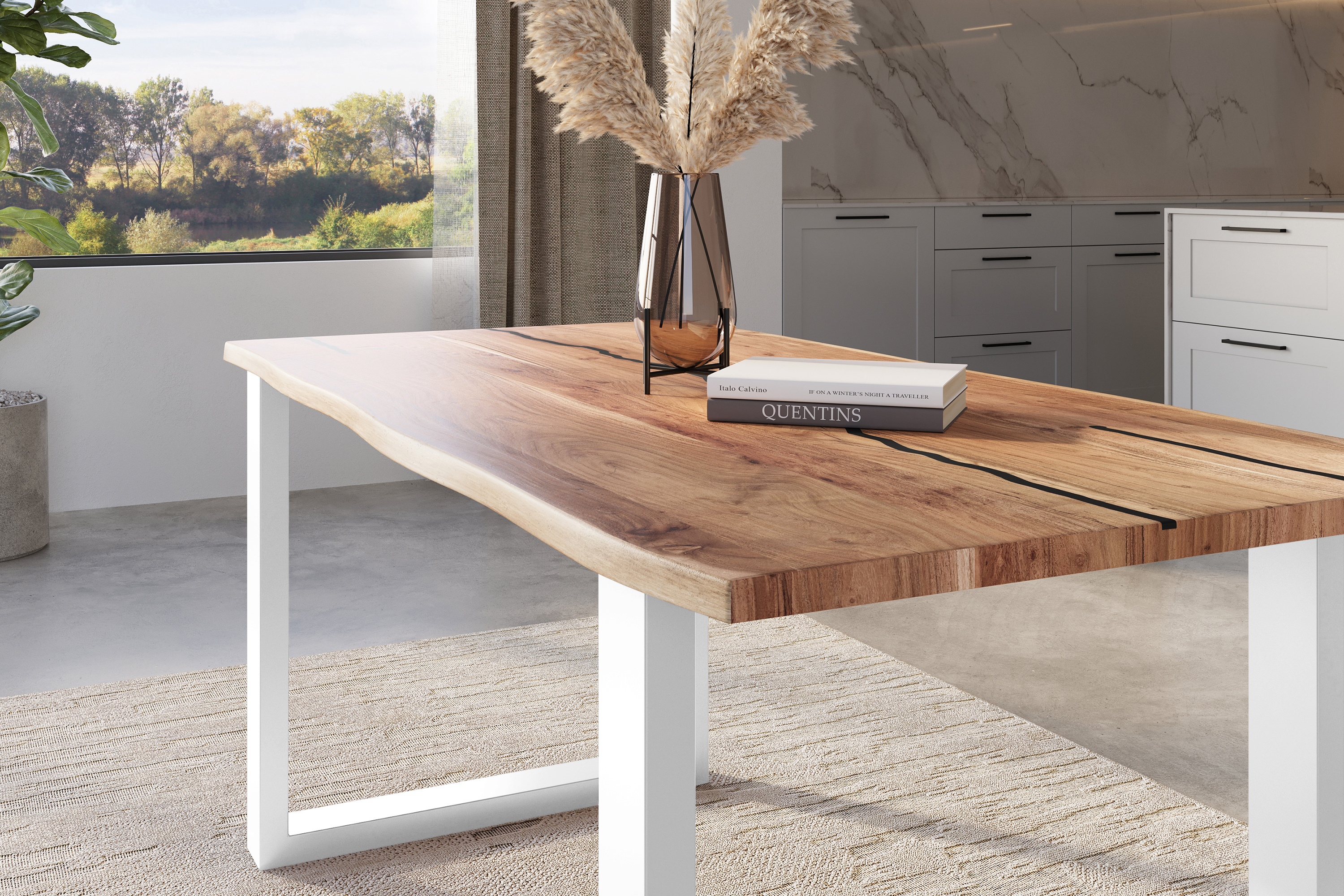 SAM_NEU-Esszimmer-Baumkante-Tische-Polly-Natur-U-Form-weiss-140-BKT_Polly_Akazie_natur_resin_140_U_weiss_neu_04-40