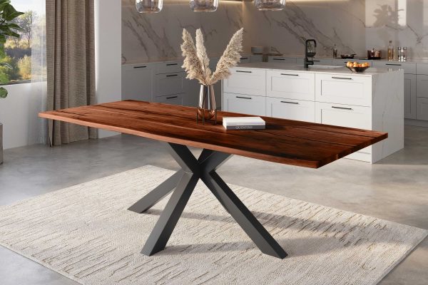 SAM NEU Esszimmer Baumkante Tische Polly Nussbaum Spider schwarz 300 BKT Polly Akazie nuss resin 300 Spider schwarz neu 01 scaled