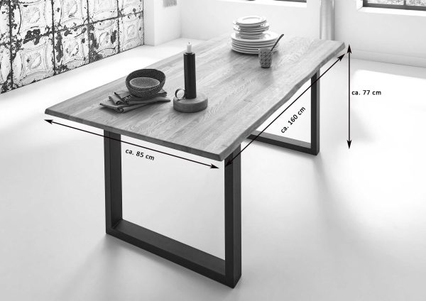 SAM NEU Esszimmer Baumkante Tische Seattle Serra schwarz 160 Seattle 160 sw 02
