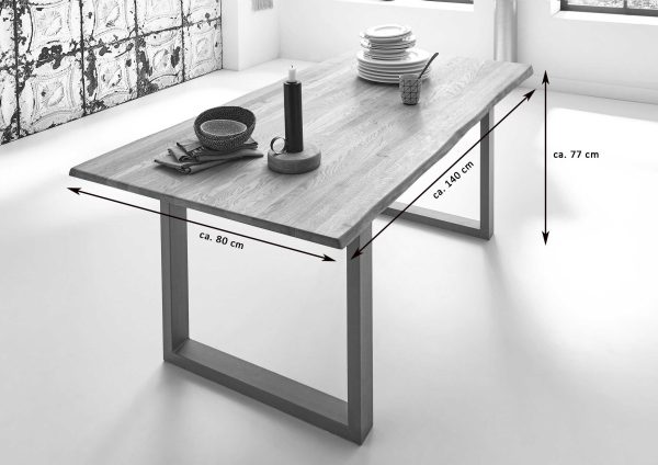 SAM NEU Esszimmer Baumkante Tische Seattle Serra silber 140 Seattle 140 si 02