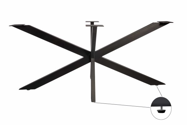 Esstisch Baumkante Akazie massiv Nussbaum 260 x 100 cm Spider-Gestell schwarz TIM