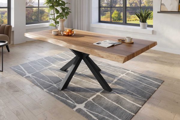 SAM NEU Esszimmer Baumkante Tische Titan Natur Spider Schwarz 240x120 ML Titan 240x120 natur Spider schwarz 02 scaled
