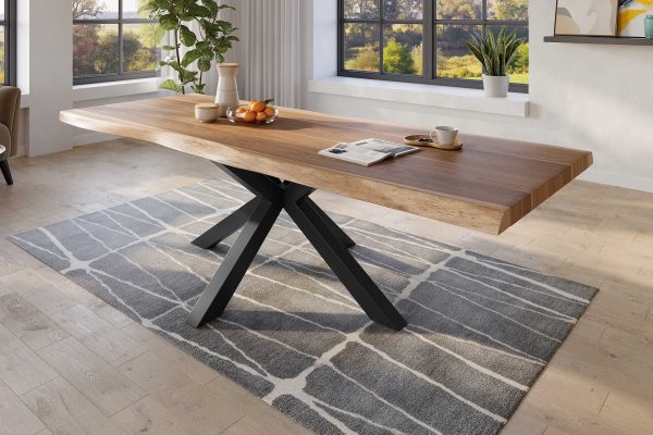 SAM NEU Esszimmer Baumkante Tische Titan Natur Spider Schwarz 280x120 ML Titan 280x120 natur Spider schwarz 02 scaled