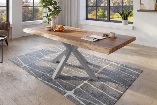 SAM NEU Esszimmer Baumkante Tische Titan Natur Spider Silber 240x120 ML Titan 240x120 natur Spider silber 02 scaled
