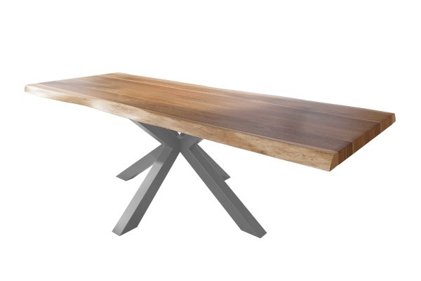 SAM NEU Esszimmer Baumkante Tische Titan Natur Spider Silber 280x120 ML Titan 280x120 natur Spider silber 01 scaled