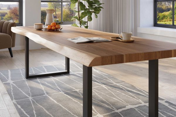SAM NEU Esszimmer Baumkante Tische Titan Natur U Gestell Schwarz 280x110 BKT Titan natur 04 scaled